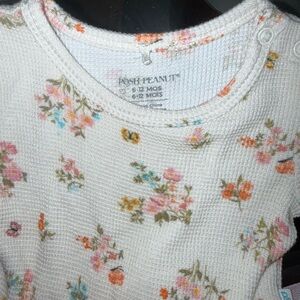 Posh Peanut Cream and Pink Short Sleeve Tee with Floral Design